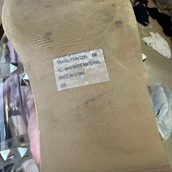 Steve Madden Travel Strappy Gladiator Studded Clear Silver Sandal Womens 8M - Picture 10 of 10